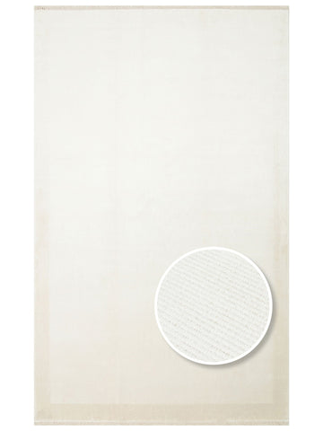 Montenegro Viskon Karışımlı Sade Desenli Sık Dokuma Oturma Odası Salon Koridor Modern Halı 02 CREAM - Carpetdocia