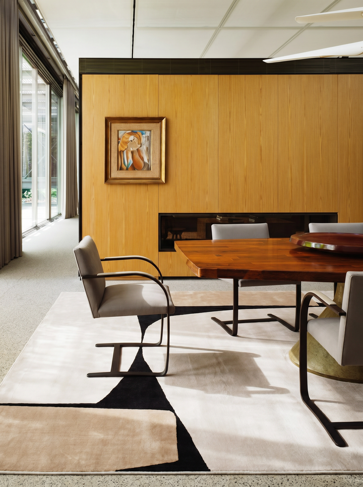 Monza Art Geometrik Desenli Modern Salon Halısı 09 CREAM GOLD BLACK mekan görünümü 1