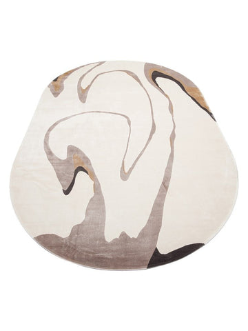 Tapis de Salon Moderne Monza Art 06 CREAM GREY à Motif Géométrique, Haute Qualité, Tissage Serré et Brillant
