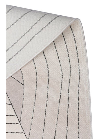 Tapis de Salon Moderne Monza Art 07 CREAM GREY à Motif Géométrique, Haute Qualité, Tissage Serré et Brillant