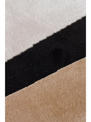 Tapis de Salon Moderne Monza Art 09 CREAM GOLD BLACK à Motif Géométrique, Haute Qualité, Tissage Serré et Brillant
