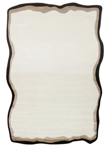 Tapis de Salon Moderne Monza Art 11 CREAM GOLD à Motif Géométrique, Haute Qualité, Tissage Serré et Brillant