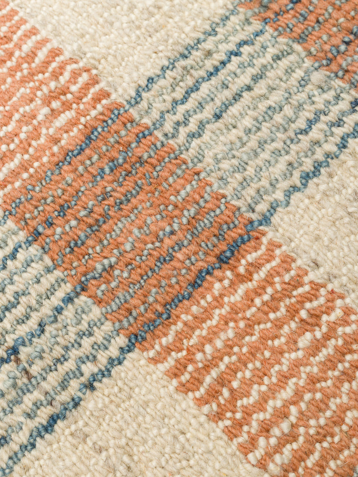 Oasis %100 Yün El Emeği ile Üretilen Kilim CORAL CHECK doku detayı