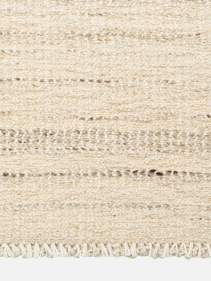 Oasis %100 Yün El Emeği ile Üretilen Kilim IVORY ESPRESSO saçak detayı