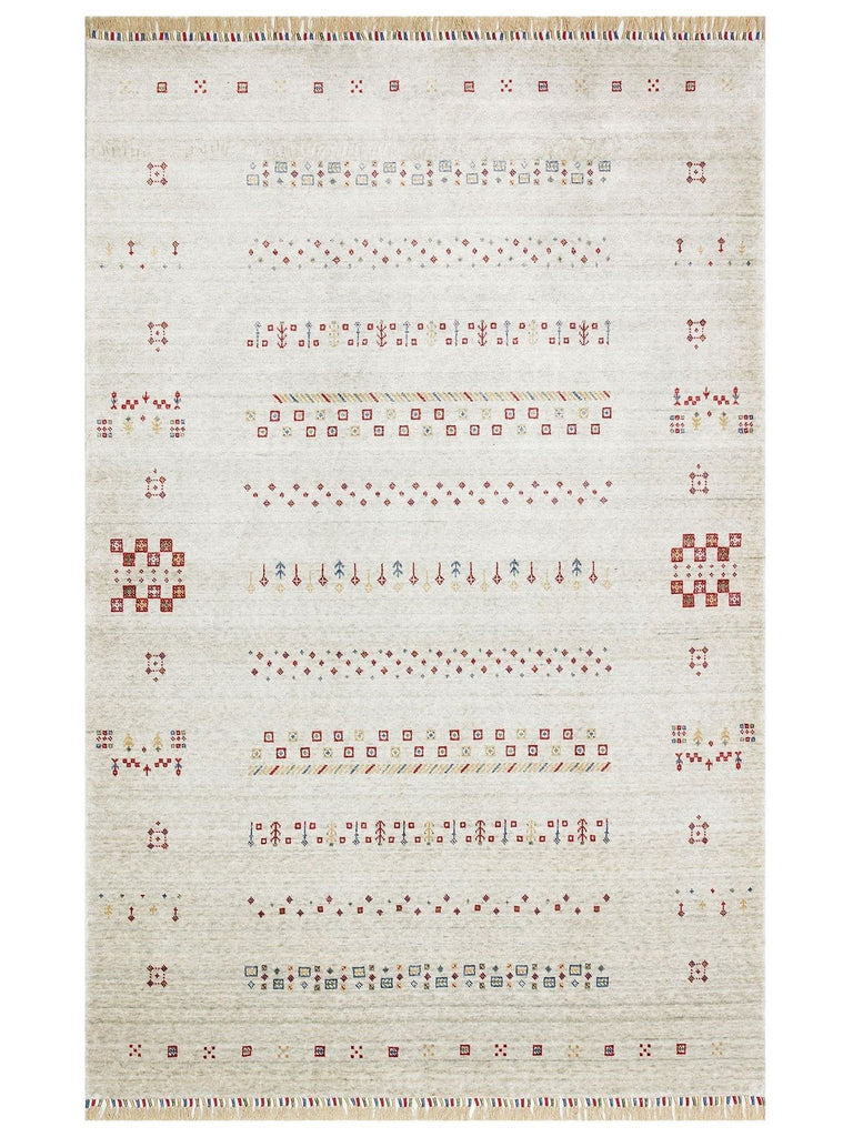 Oushak Carnaval سجادة Uşak الحديثة المصنوعة يدوياً من TENCEL™ بنسبة 100% طبيعية، سهلة التنظيف، 06 BEIGE
