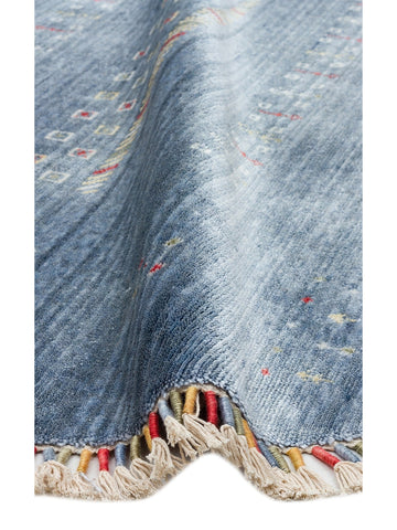 Oushak Carnaval Tapis Uşak Moderne TENCEL™ 100 % Naturel, Facile à Nettoyer, Fait Main 06 BLUE Q  