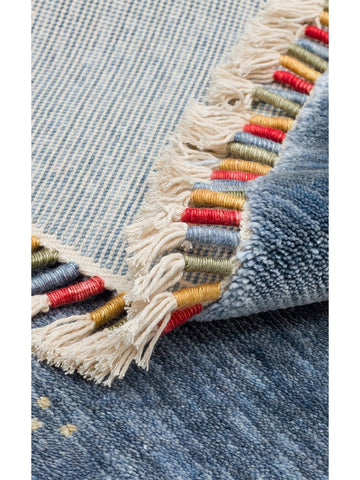 Oushak Carnaval Tapis Uşak Moderne TENCEL™ 100 % Naturel, Facile à Nettoyer, Fait Main 06 BLUE Q  