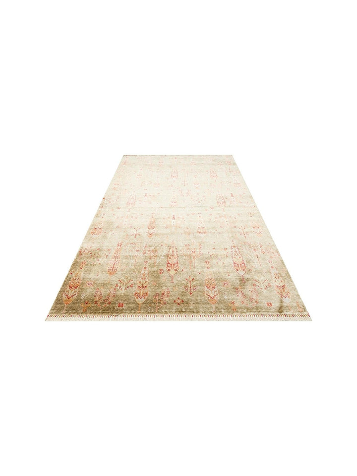 Oushak Carnaval 100% Natural Easy to Clean Handmade TENCEL™ Modern Uşak Carpet 08 GREEN AUTUMN