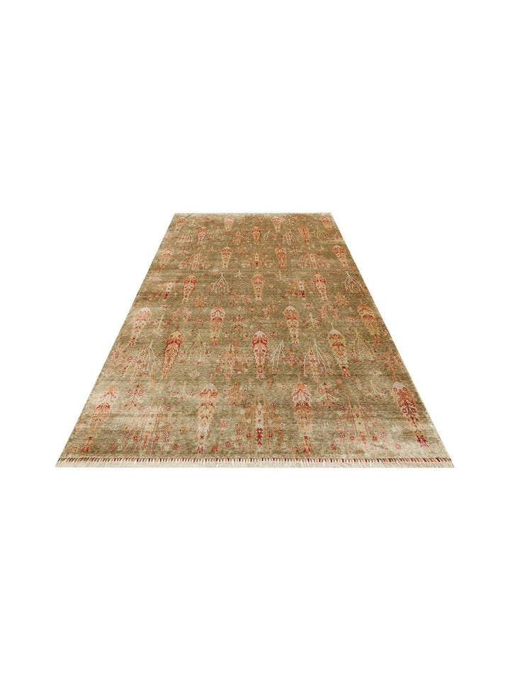 Oushak Carnaval 100% Natural Easy to Clean Handmade TENCEL™ Modern Uşak Carpet 08 GREEN AUTUMN