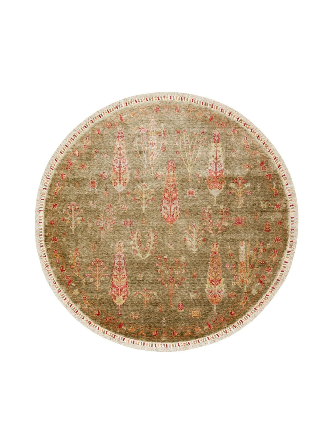 Oushak Carnaval سجادة Uşak الحديثة المصنوعة يدوياً من TENCEL™ بنسبة 100% طبيعية، سهلة التنظيف، 08 GREEN AUTUMN Q