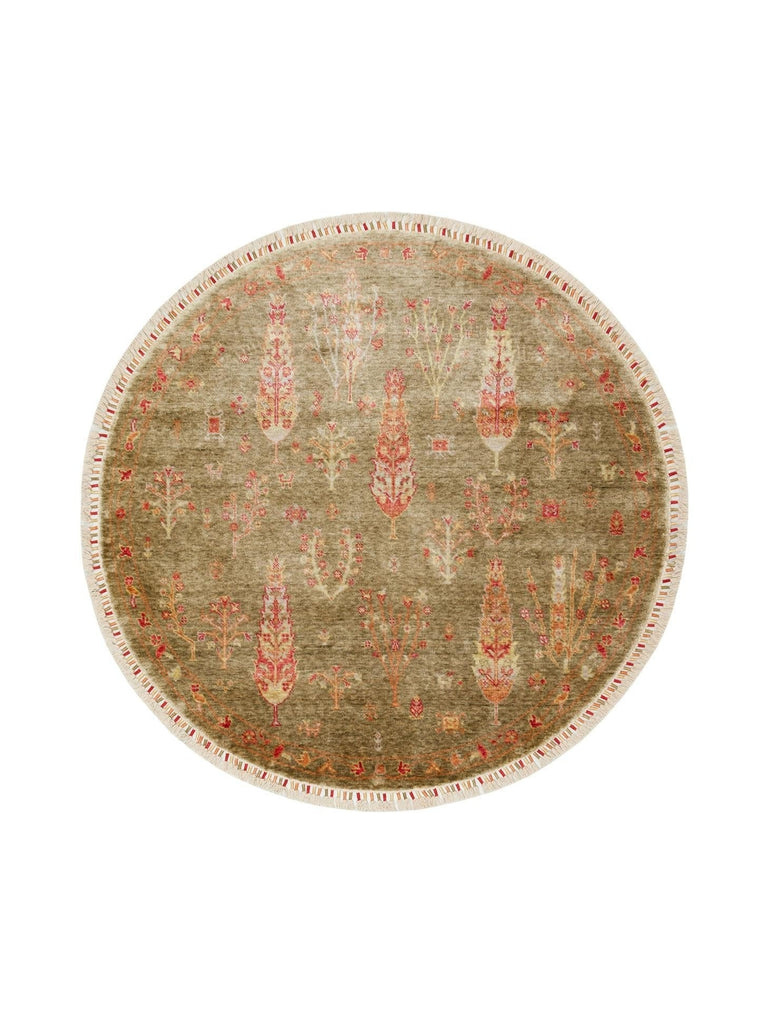 Oushak Carnaval سجادة Uşak الحديثة المصنوعة يدوياً من TENCEL™ بنسبة 100% طبيعية، سهلة التنظيف، 08 GREEN AUTUMN Q