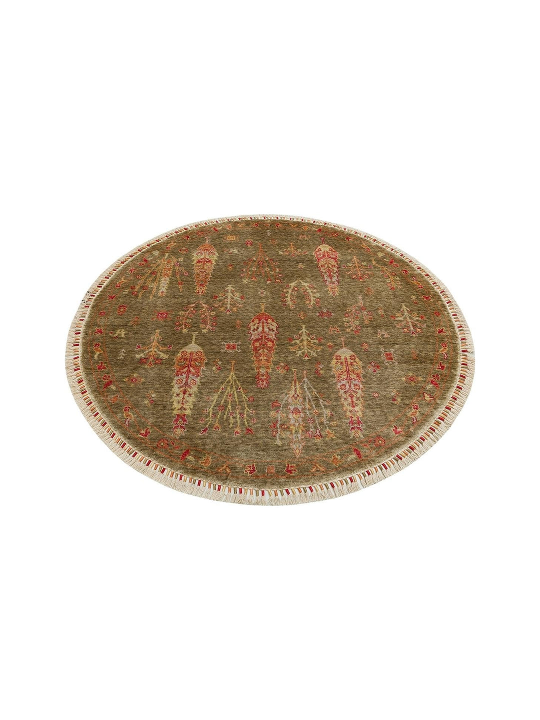 Oushak Carnaval سجادة Uşak الحديثة المصنوعة يدوياً من TENCEL™ بنسبة 100% طبيعية، سهلة التنظيف، 08 GREEN AUTUMN Q