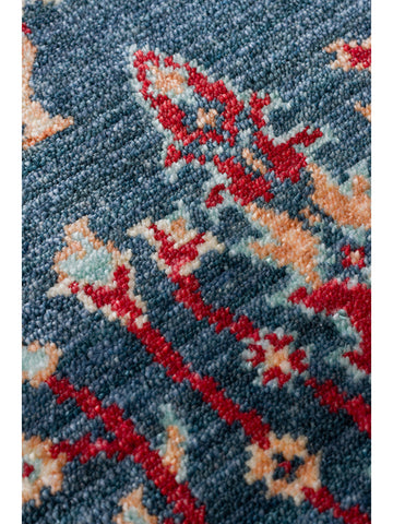 Oushak Carnaval Tapis Uşak moderne TENCEL™ 100 % naturel, facile à nettoyer, fabriqué à la main 08 NAVY TURQUOISE