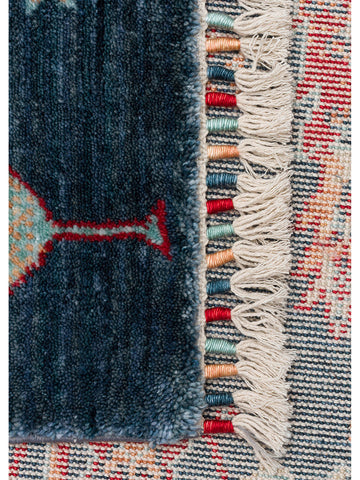 Oushak Carnaval Tapis Uşak moderne TENCEL™ 100 % naturel, facile à nettoyer, fabriqué à la main 08 NAVY TURQUOISE