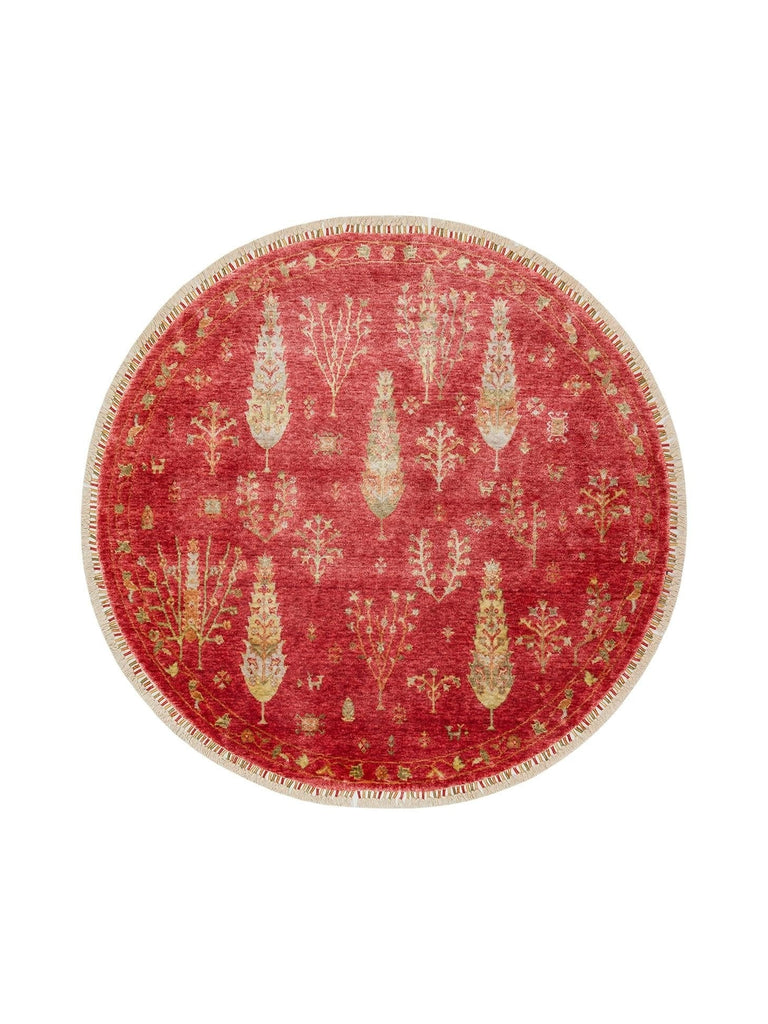 Oushak Carnaval سجادة Uşak الحديثة المصنوعة يدوياً من TENCEL™ بنسبة 100% طبيعية، سهلة التنظيف، 08 RED AUTUMN Q