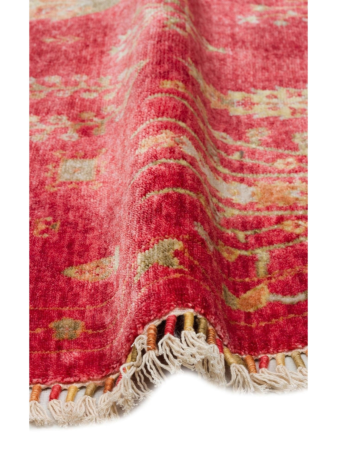 Oushak Carnaval سجادة Uşak الحديثة المصنوعة يدوياً من TENCEL™ بنسبة 100% طبيعية، سهلة التنظيف، 08 RED AUTUMN Q