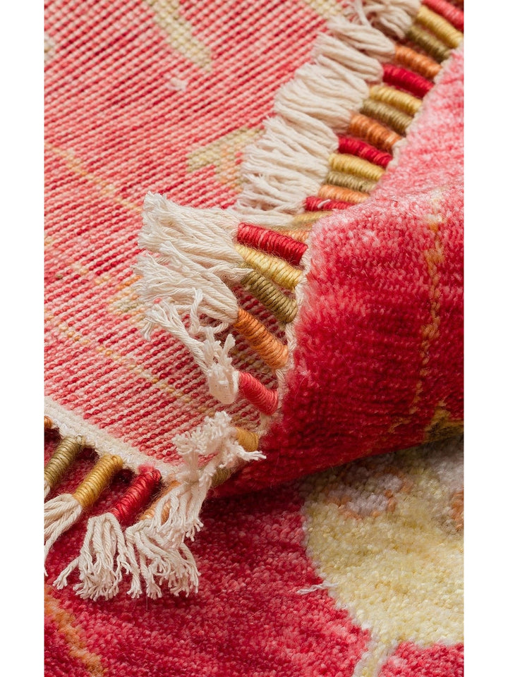 Oushak Carnaval سجادة Uşak الحديثة المصنوعة يدوياً من TENCEL™ بنسبة 100% طبيعية، سهلة التنظيف، 08 RED AUTUMN Q