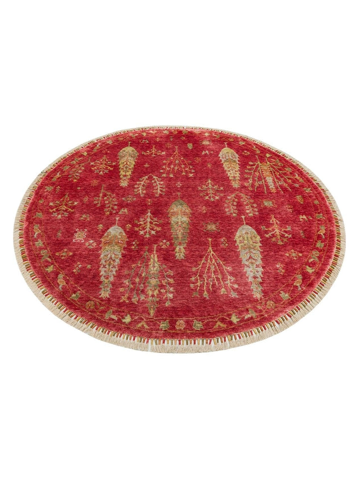 Oushak Carnaval سجادة Uşak الحديثة المصنوعة يدوياً من TENCEL™ بنسبة 100% طبيعية، سهلة التنظيف، 08 RED AUTUMN Q