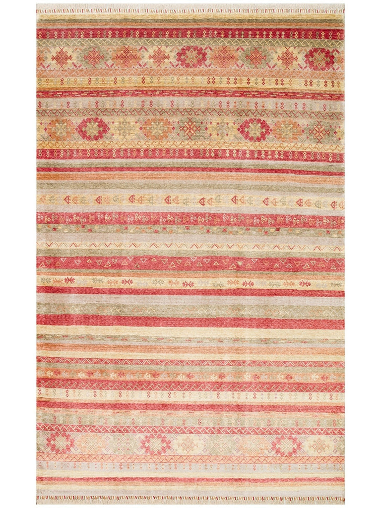 Oushak Carnaval سجادة Uşak الحديثة المصنوعة يدوياً من TENCEL™ بنسبة 100% طبيعية، سهلة التنظيف، 12 RED AUTUMN