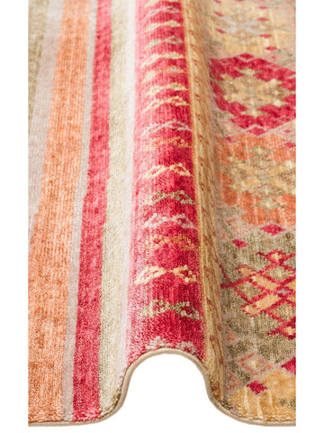 Oushak Carnaval Tappeto Moderno Uşak in TENCEL™ realizzato a mano, 100% naturale, facile da pulire, 12 RED AUTUMN