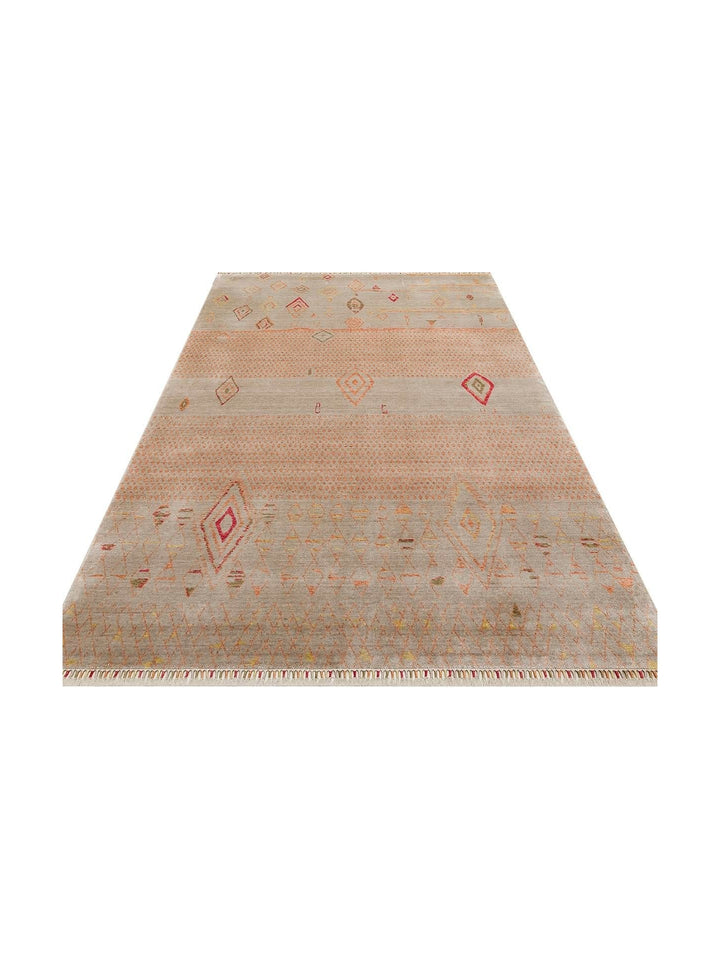 Oushak Carnaval %100 natürlich, leicht zu reinigen, handgefertigt, TENCEL™ moderner Uşak-Teppich 15 BEIGE AUTUMN
