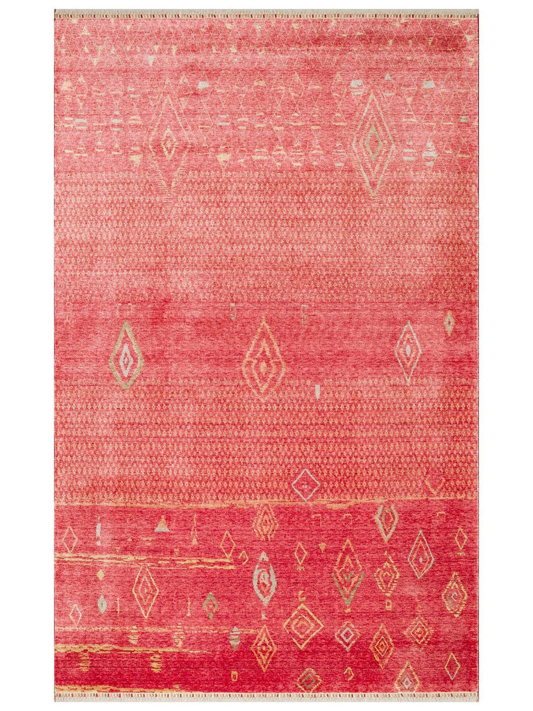Oushak Carnaval سجادة Uşak الحديثة المصنوعة يدوياً من TENCEL™ بنسبة 100% طبيعية، سهلة التنظيف، 15 RED AUTUMN