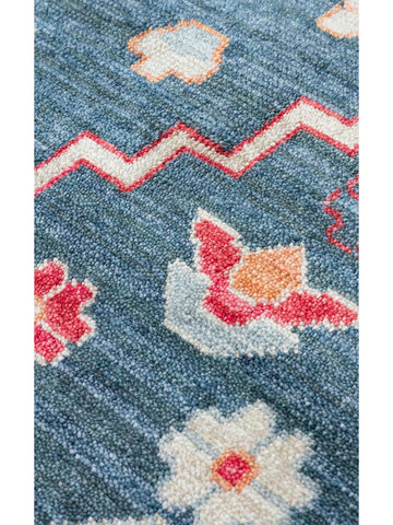 Oushak Carnaval Tappeto Uşak Moderno TENCEL™ Fatto a Mano, 100% Naturale, Facile da Pulire, 17 NAVY MULTY