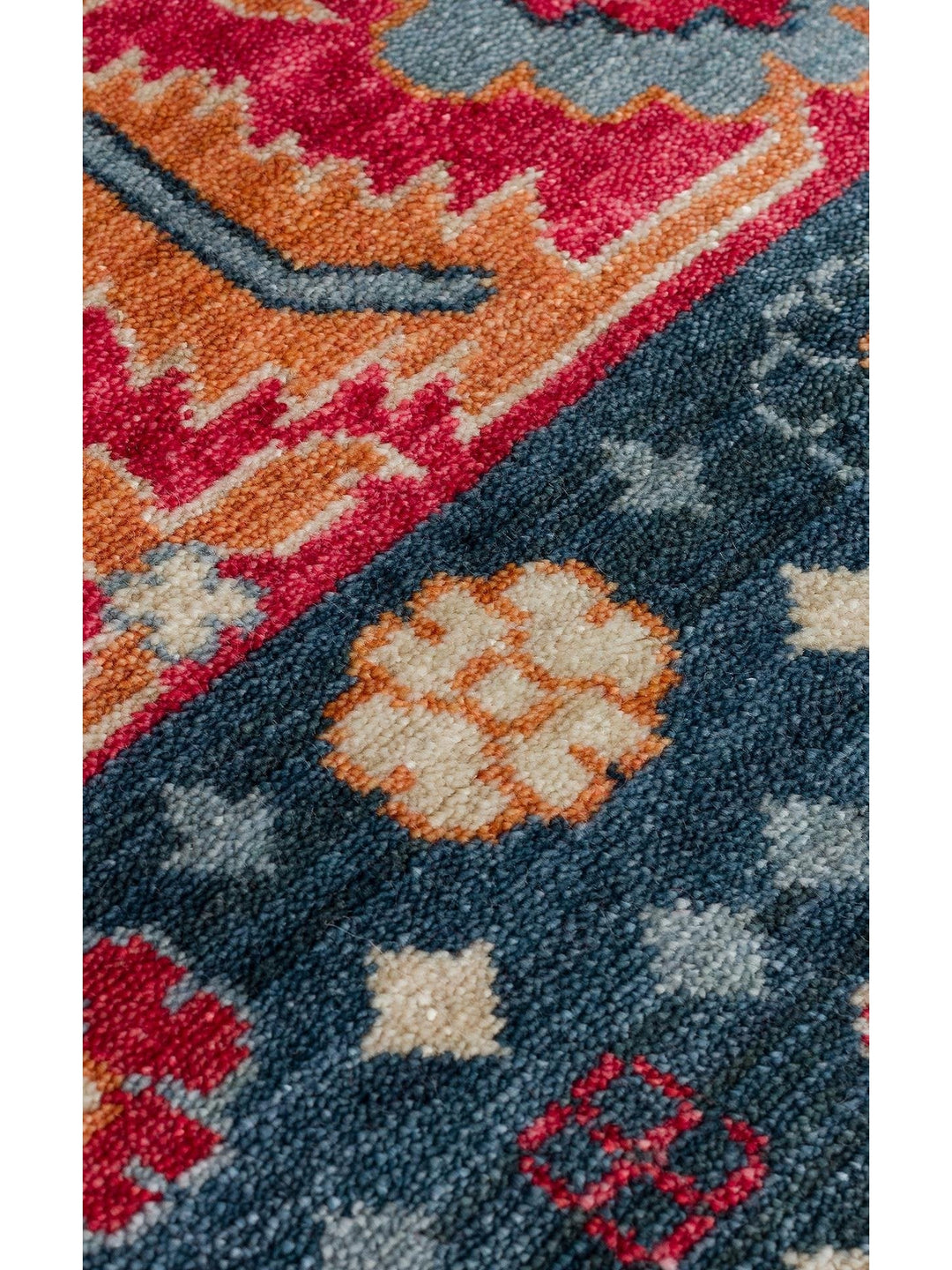 Oushak Carnaval %100 natürlich, leicht zu reinigen, handgefertigt, TENCEL™ moderner Uşak-Teppich 17 NAVY MULTY