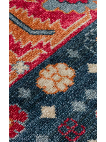 Oushak Carnaval Tappeto Uşak Moderno TENCEL™ Fatto a Mano, 100% Naturale, Facile da Pulire, 17 NAVY MULTY