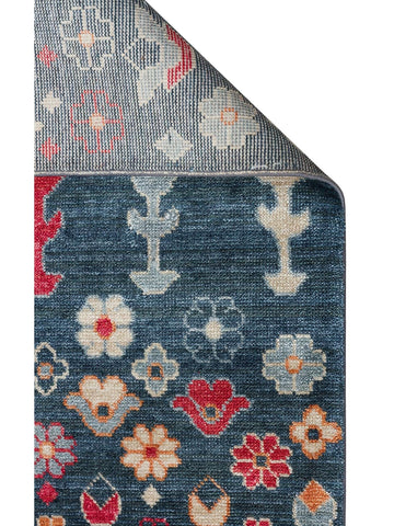 Oushak Carnaval Tappeto Uşak Moderno TENCEL™ Fatto a Mano, 100% Naturale, Facile da Pulire, 17 NAVY MULTY