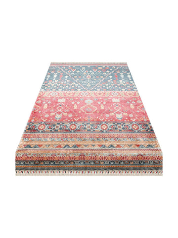 Oushak Carnaval Tappeto Uşak Moderno TENCEL™ Fatto a Mano, 100% Naturale, Facile da Pulire, 17 NAVY MULTY