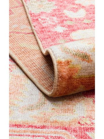 Oushak Carnaval 100 % naturel, facile à nettoyer, fabriqué à la main avec TENCEL™, tapis moderne d'Uşak 17 RED AUTUMN