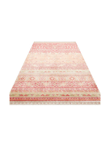 Oushak Carnaval 100 % naturel, facile à nettoyer, fabriqué à la main avec TENCEL™, tapis moderne d'Uşak 17 RED AUTUMN