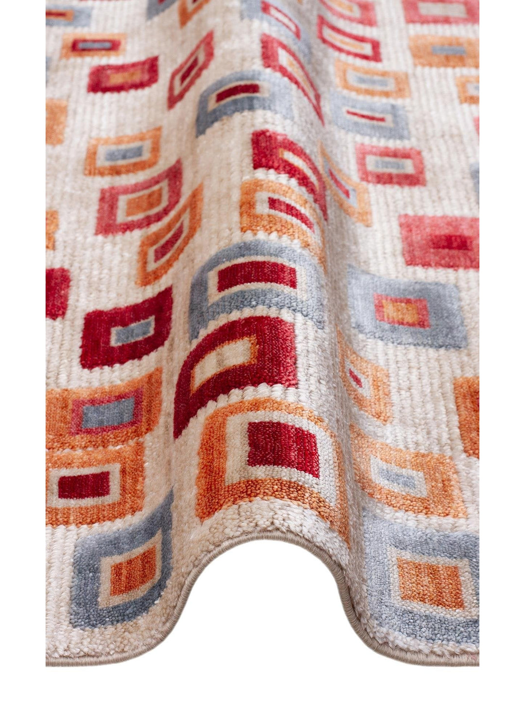 Oushak Carnaval سجادة Uşak الحديثة المصنوعة يدوياً من TENCEL™ بنسبة 100% طبيعية، سهلة التنظيف، 21 BEIGE MULTY