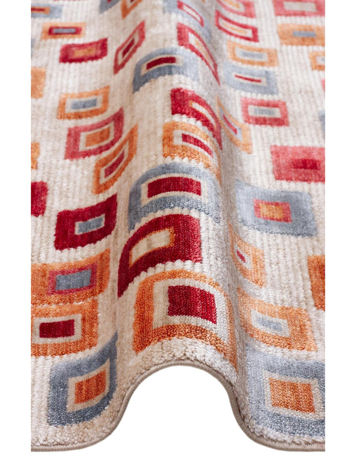 Oushak Carnaval سجادة Uşak الحديثة المصنوعة يدوياً من TENCEL™ بنسبة 100% طبيعية، سهلة التنظيف، 21 BEIGE MULTY
