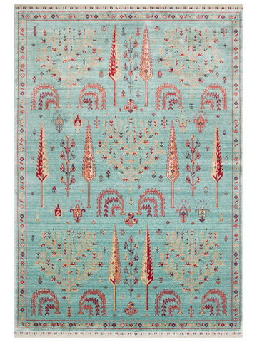 Oushak Carnaval Tapis Uşak moderne TENCEL™ 100 % naturel, facile à nettoyer, fabriqué à la main 22 TURQUOISE