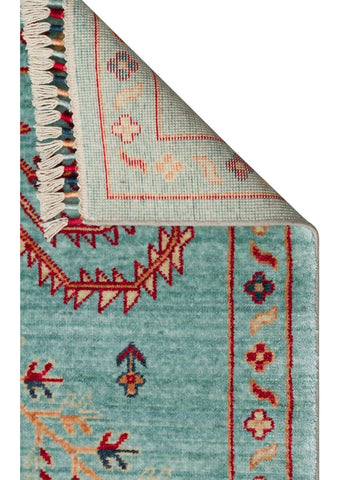 Oushak Carnaval Tapis Uşak moderne TENCEL™ 100 % naturel, facile à nettoyer, fabriqué à la main 22 TURQUOISE