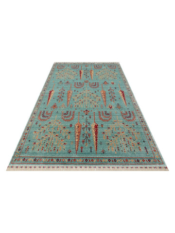 Oushak Carnaval Tapis Uşak moderne TENCEL™ 100 % naturel, facile à nettoyer, fabriqué à la main 22 TURQUOISE