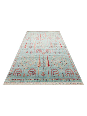 Oushak Carnaval Tapis Uşak moderne TENCEL™ 100 % naturel, facile à nettoyer, fabriqué à la main 22 TURQUOISE