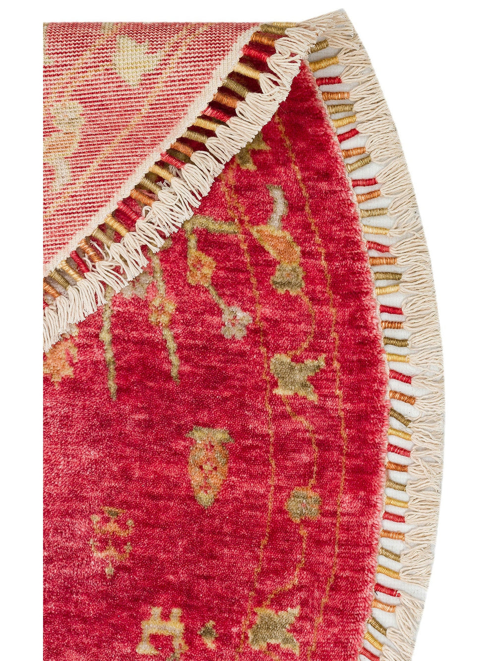 Oushak Carnaval %100 Naturel Kolay Temizlenir El Emeğiyle Üretilen TENCEL™ Yuvarlak Uşak Halısı 08 REDQ - Carpetdocia