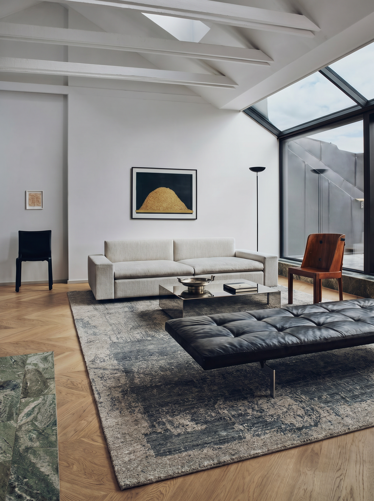 Palette Serie 100% Naturwolle, Viskose, Baumwolle Handgewebter Skandinavischer Teppich für Wohnzimmer, Salon COALD