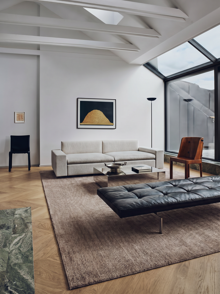 Tapis de salon moderne tissé à la main en viscose, laine et coton 100 % naturel de la série Portofino ANT  