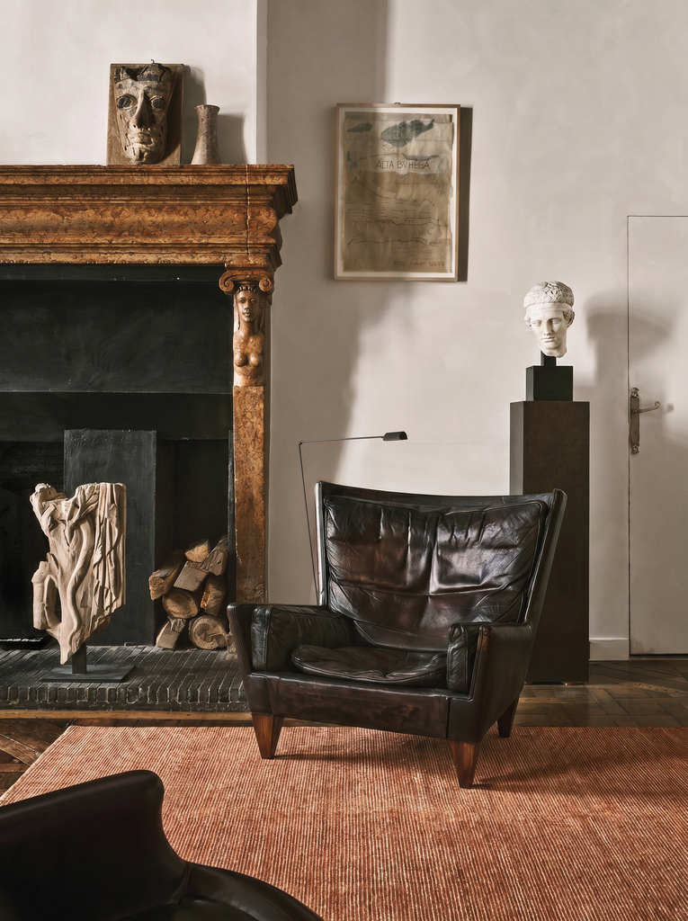 Tapis de salon moderne tissé à la main en viscose, laine et coton 100 % naturel de la série Portofino TERRA  