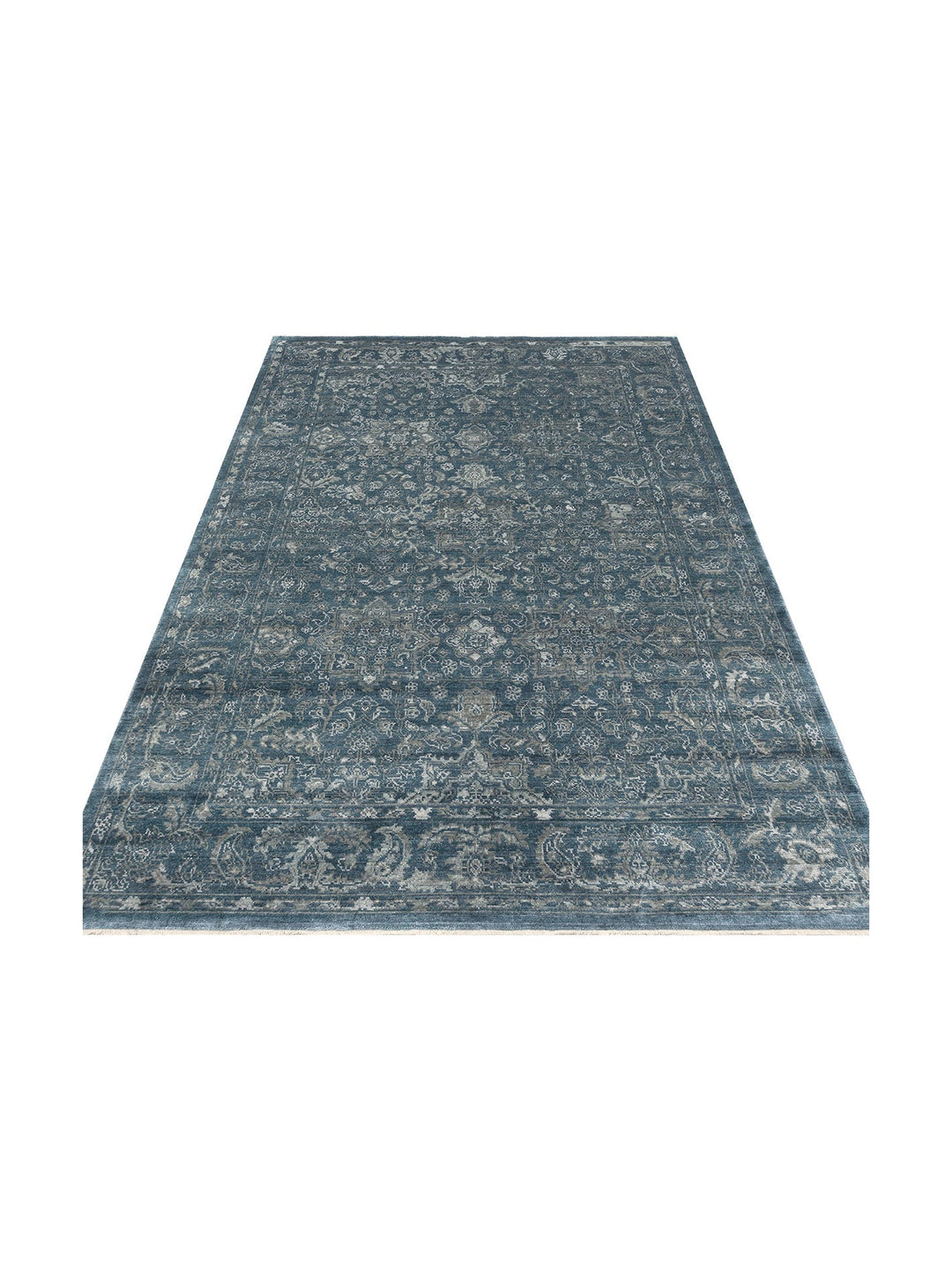 Çırağan %100 Naturel Özel Işıltılı El Emeği ile Özel Tezgahlarda Üretilen Tensel Uşak Halısı 02 NAVY - Carpetdocia