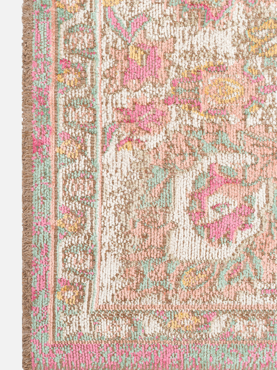 Ruggadocia Mahal Pembe Çiçek Desenli Halı detay