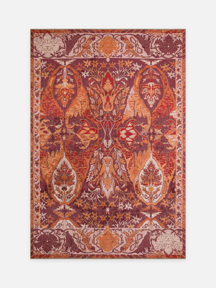 Ruggadocia Velvora Bordo Uşak Madalyon Desenli Halı kuşbakışı