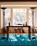 Silk Road Series 100% Silk Handwoven Kilim AQUA