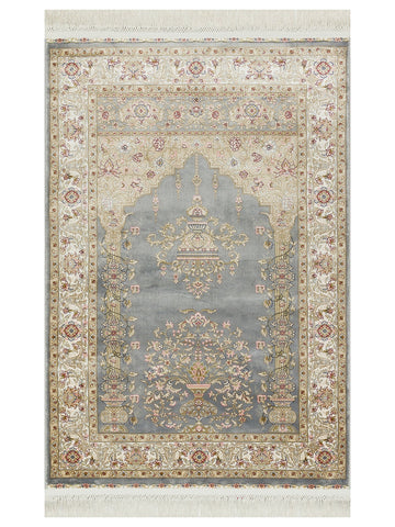 Topkapı Seccade Klasik Desenli Yüksek Kalite Özel Işıltılı Hediyelik Çeyizlik Namazlık 01 GREY - Carpetdocia