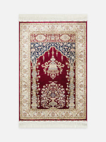 Topkapı Seccade Klasik Desenli Yüksek Kalite Özel Işıltılı Hediyelik Çeyizlik Namazlık 01 RED - Carpetdocia - kusbakisi