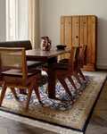 Tapis de salon spécial scintillant à motif classique tissé serré de haute qualité série Topkapı 03 NAVY CREAM